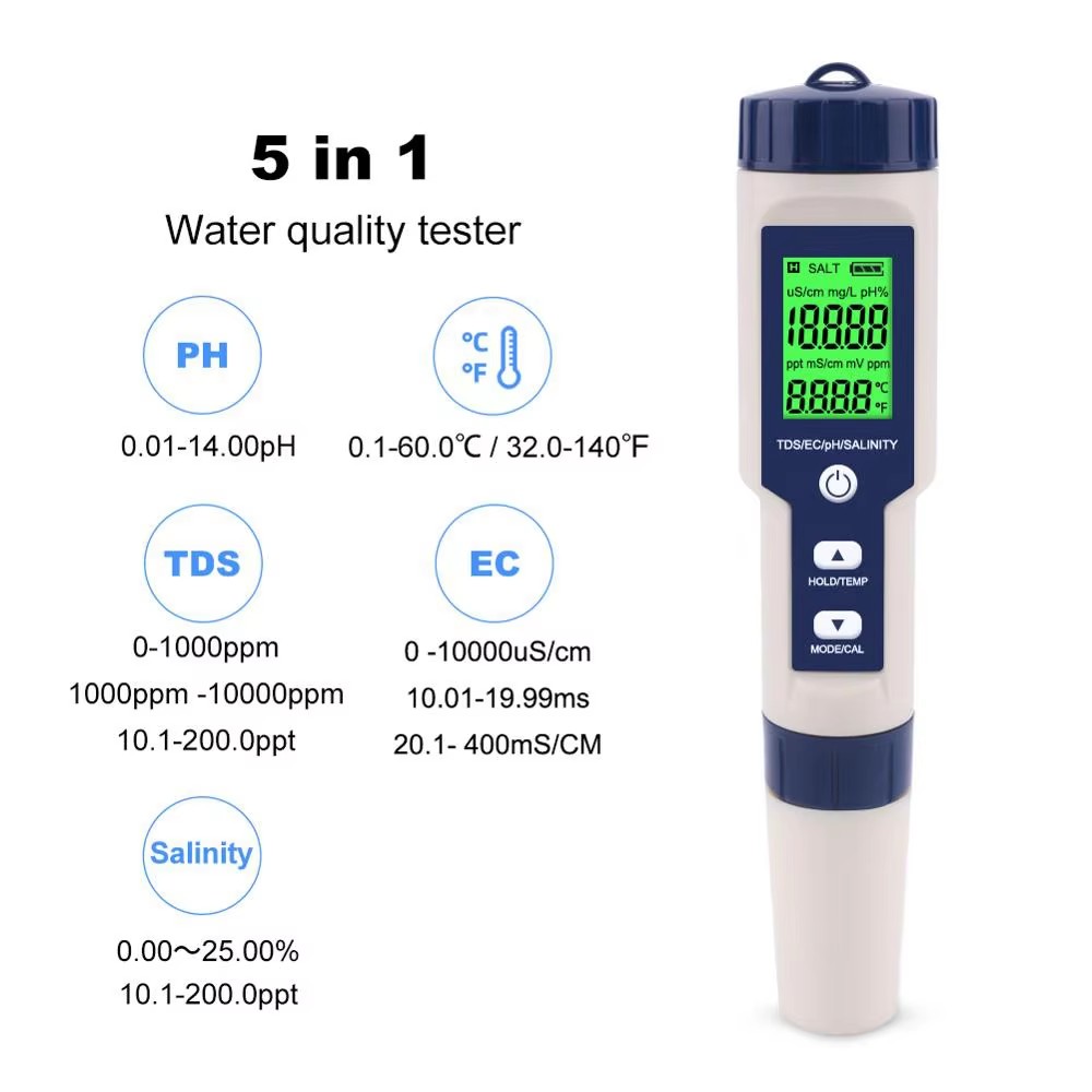 5 in 1 디지털 PH TDS EC 측정기 펜형 염도 - Ph Meter Digital Water Tester 리뷰 및 가격