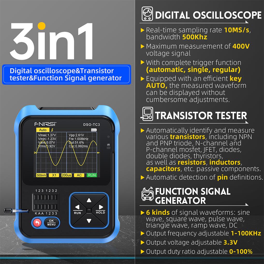 FNIRSI DSO-TC3 소형 디지털 오실로스코프 트 - Fnirsi Digital Oscilloscope Handheld 리뷰 및 가격